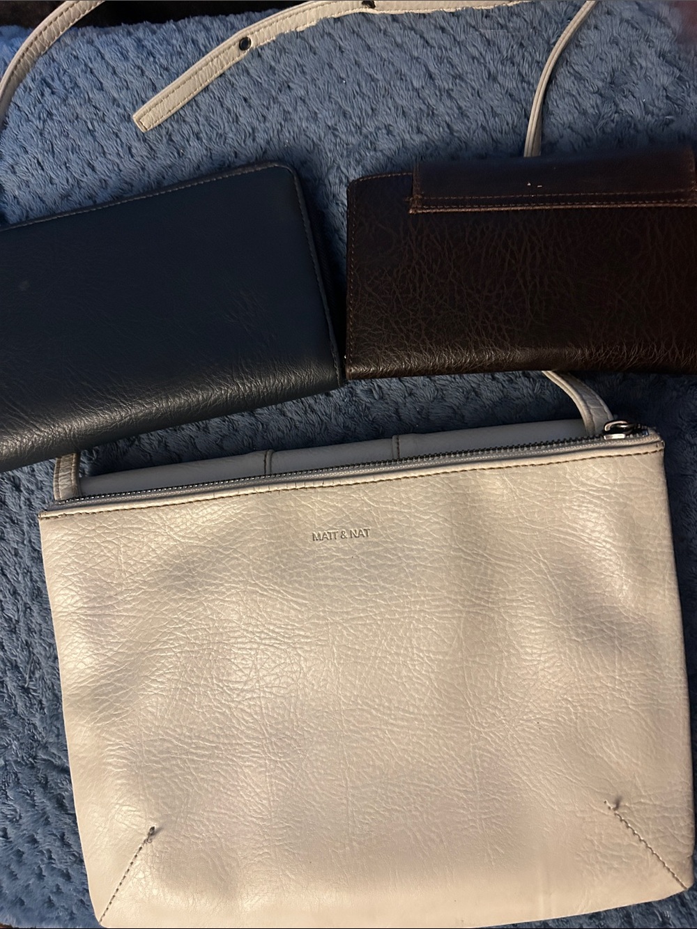 Matt & Nat Trio: Cream Crossbody with Black and Dark Brown Wallets - Picture 2 of 9